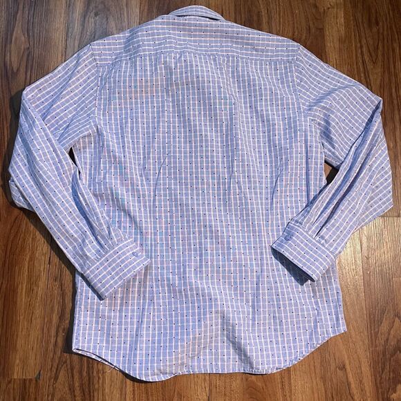 Robert Graham Modern Americana Tailored Button Up Shirt Plaid Blue Cotton Mens M - Picture 5 of 5